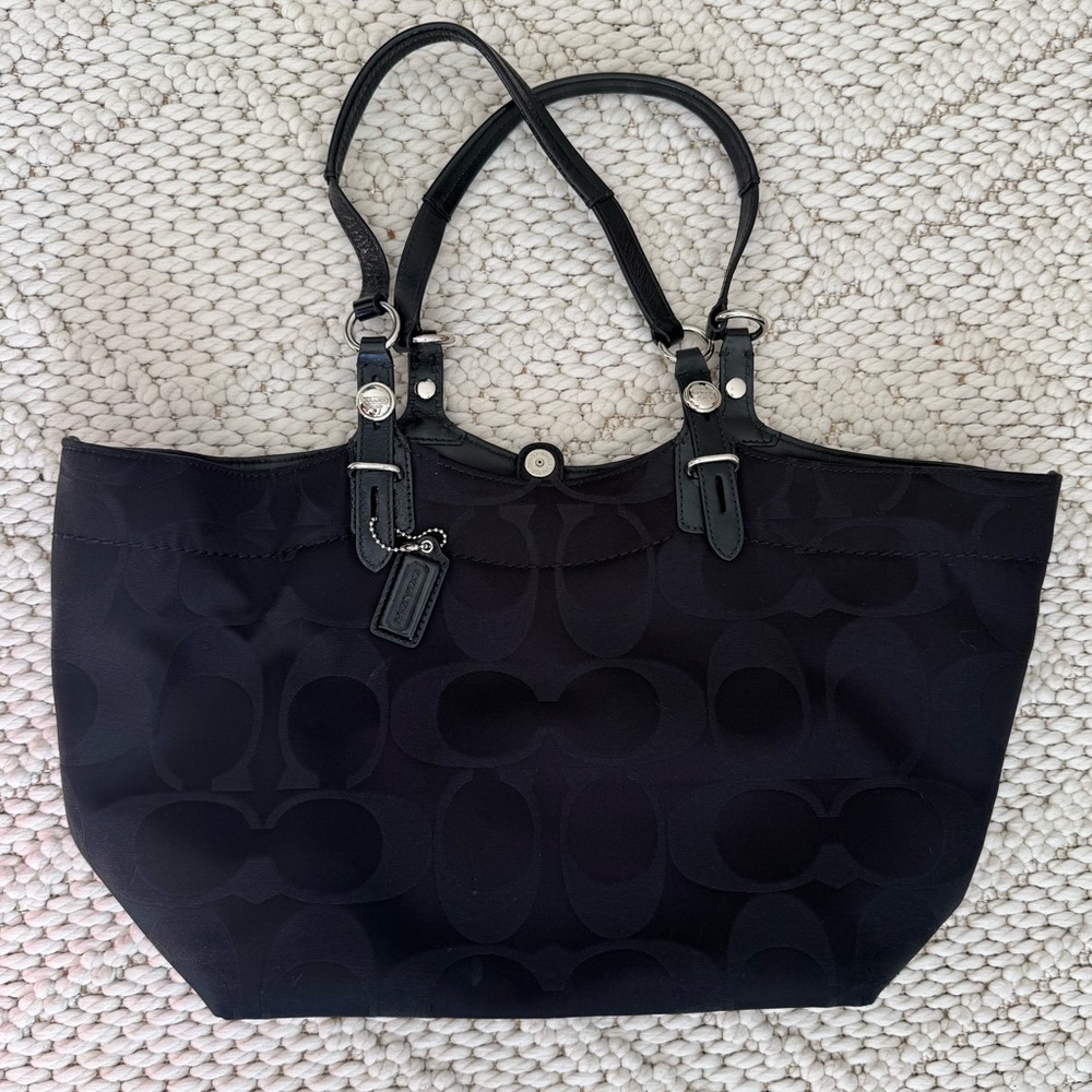 Coach Black Signature Tote Bag